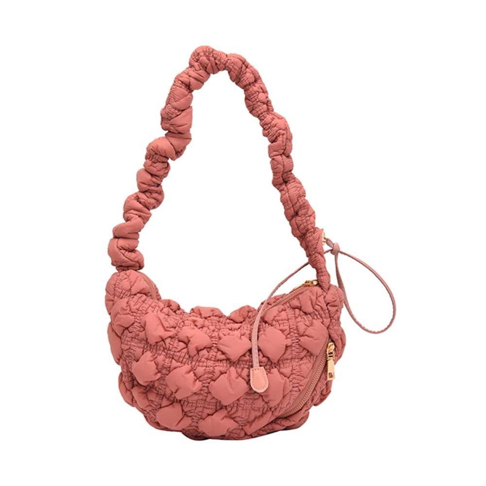 Geraffte Steppdesign Schultertasche für Damen – Stilvolle Umhängetasche mit Shopper-Geldbörse solider Brusttasche und geräumiger Einkaufstasche