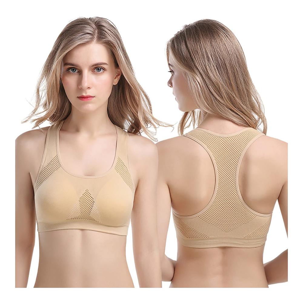 Sport-BH für Damen Solide Aushöhlung Atmungslöcher Plus Size Yoga Jogging Workout Push-Up Multi-Ways Stretch-BH