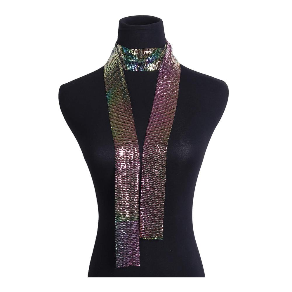 Glitzernder Metall-Pailletten-Schal für Frauen von Croozy Elegante Party- und Abendschal mit dünnem Skinny-Tie-Design