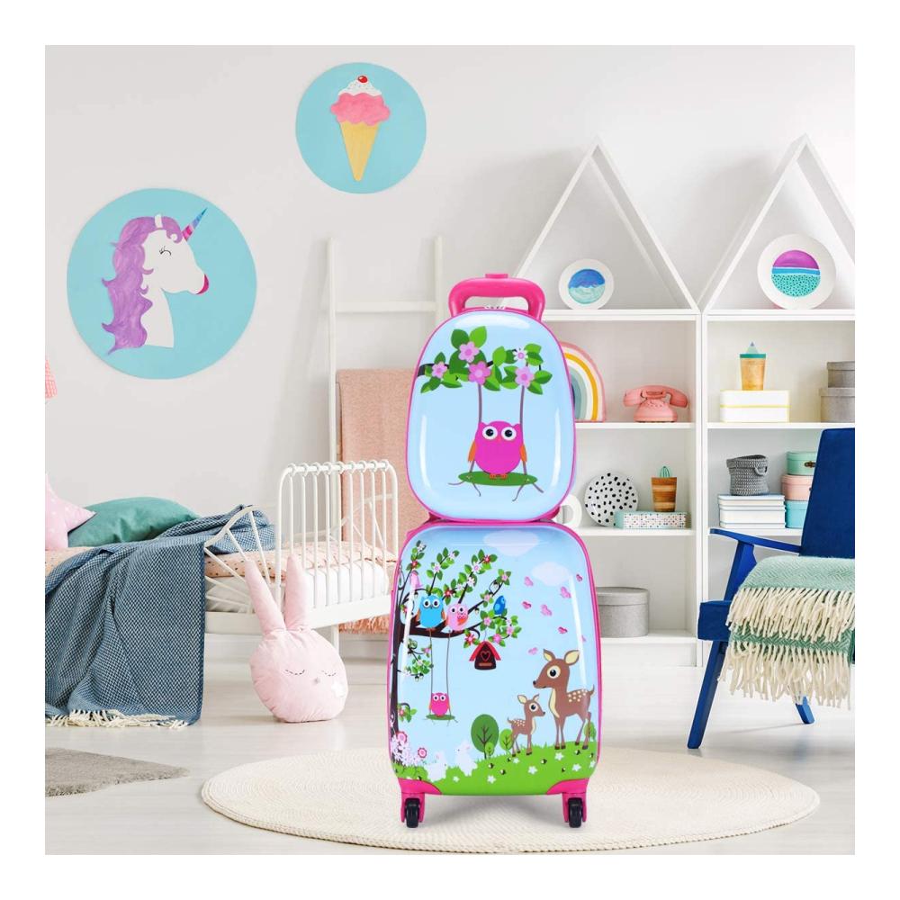 Kinderkoffer-Set mit Rollen 16 Koffer & 12 Rucksack - Reisegepäck für Kinder