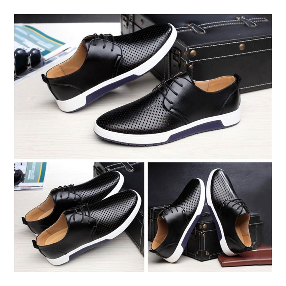 Herren Schnürhalbschuhe Business Mesh Lederschuhe für Hochzeit Atmungsaktiv & Casual
