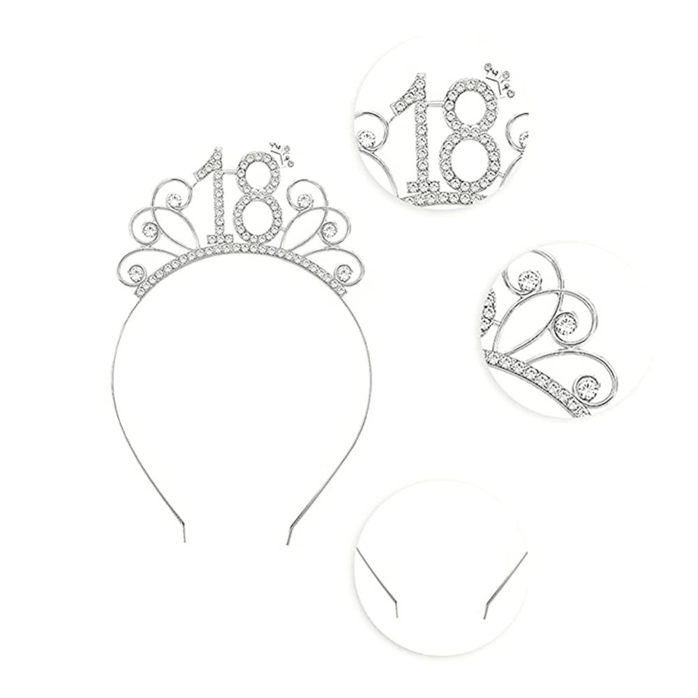 Geburtstagskrone für Mädchen und Frauen - Diademe Schärpe Tiara Haar-Zusätze Prinzessin Krone - Ideales Geschenk und Deko für 18. Geburtstag - Mädchen Kinder Party Zubehör