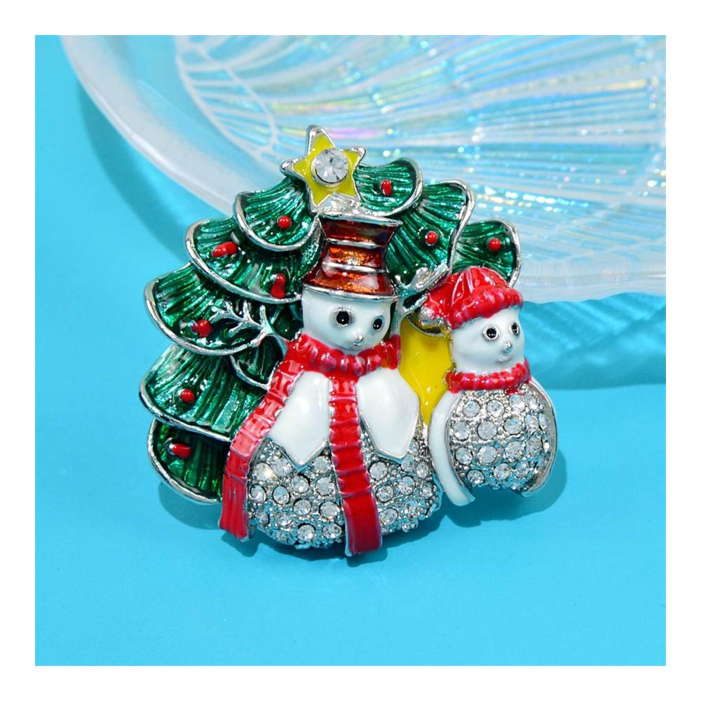 Weihnachts-Brosche mit Schneemann-Motiv - Emaillierte Damen Brosche für Kleidung und Pullover - Weihnachtsaccessoires Broschen & Anstecknadeln (Größe ORO