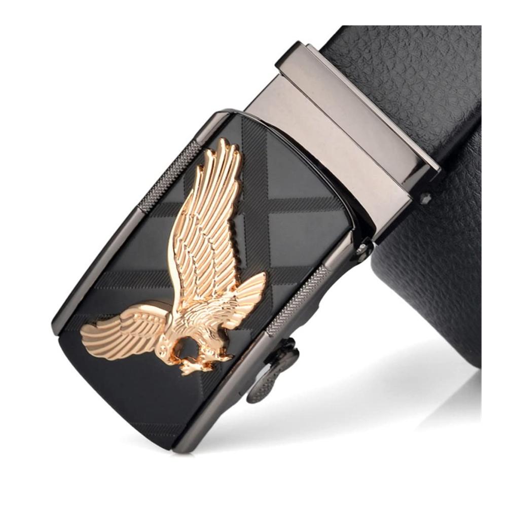 Ledergürtel Herren – Stilvoller Business-Gürtel mit Automatikschließe Adler-Design 38mm breit Echtleder Metall Denim-Tauglich Verstellbar