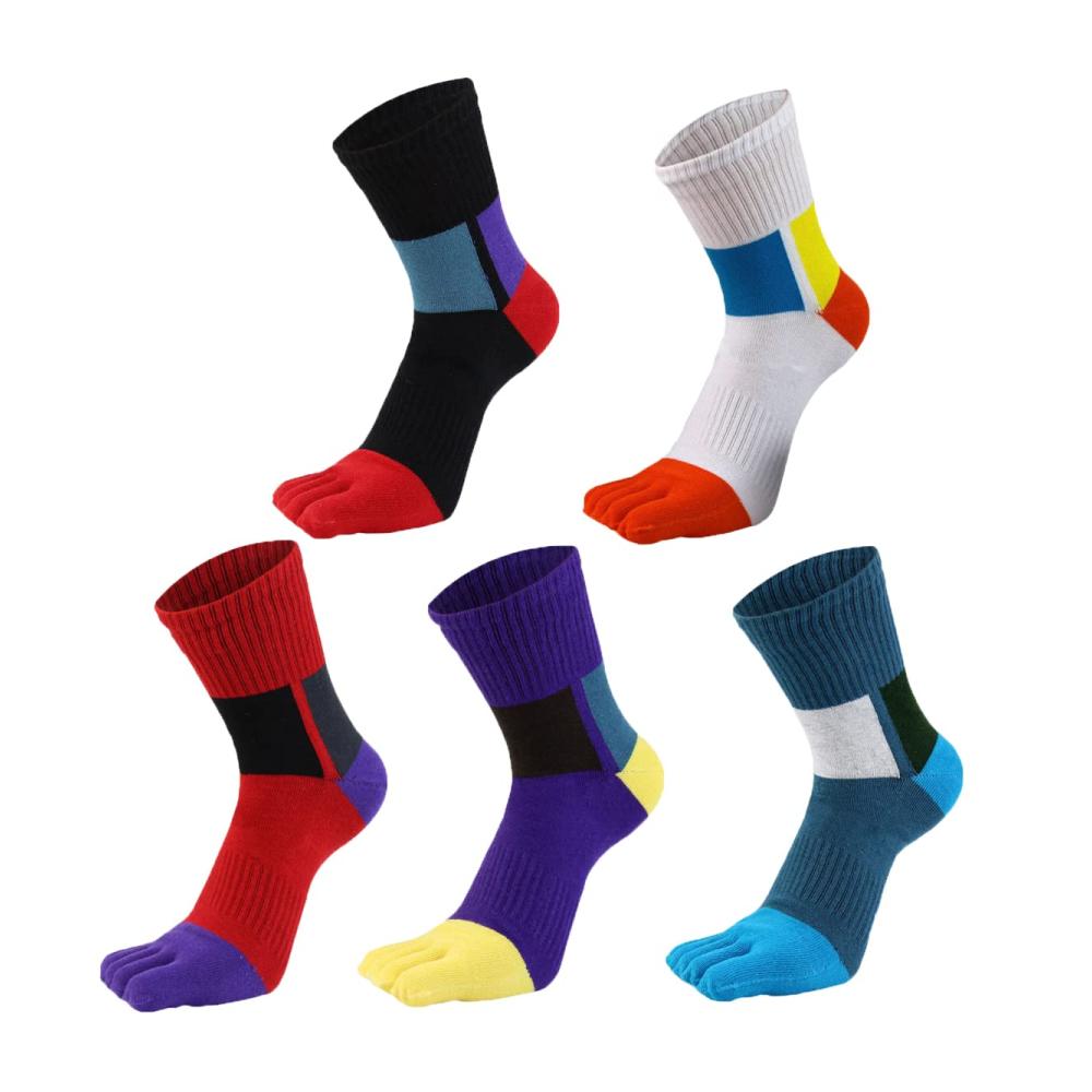 Fünf-Finger-Zehensocken für Herren | 5 Paar Baumwollsocken für Sport und Laufen | Atmungsaktive Zehensocken EU 39-44