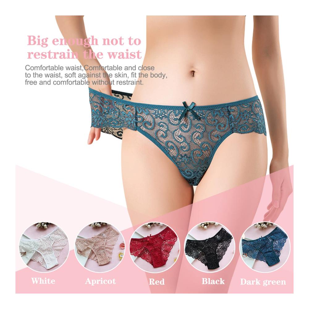 Spitzenhöschen Set Damen Unterwäsche 5er Pack Bikinis Hipster Niedrige Taillenslips in 5 Farben