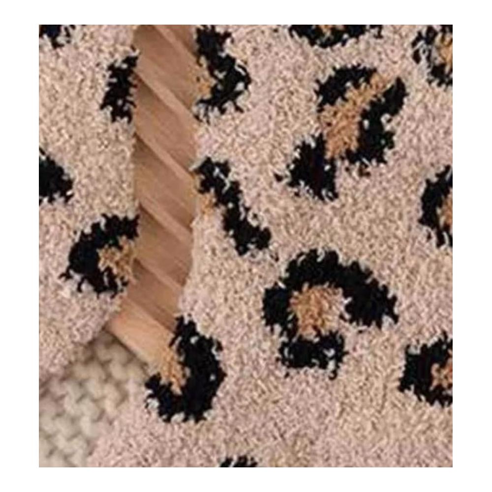 Leopardenmuster Stoppersocken 3 Paar Damen Flauschige Bettsocken für Zuhause Freizeit & Schlafen – Bequeme Slipper Socken mit Hoher Elastizität Dicke Frottee Socken in Weihnachtsdesign