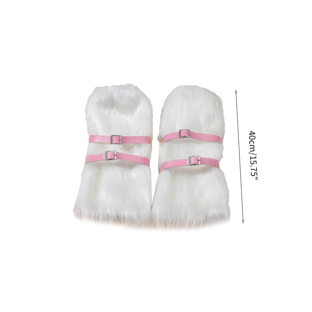 Winterstulpen mit Kunstpelz und Beinwärmern für Damen - Gemütliche Stiefelmanschetten mit flauschigem Design für Weihnachten Halloween Party und Cosplay