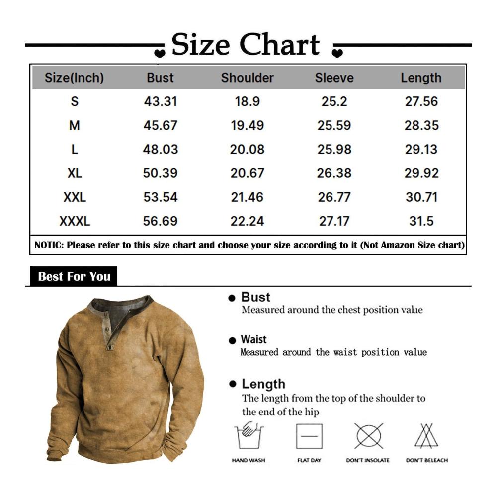 Herren Winter Fleece Pullover - Langarm Casual Outdoor Sweatshirt Rundhals Herbst Hemd mit Knopfleiste Atmungsaktiv und Sportlich