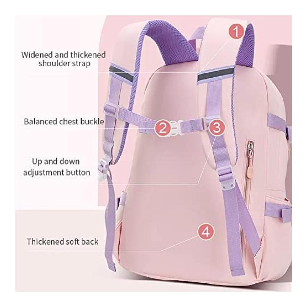 Bad Bunny Schulrucksack für Mädchen | Große Kapazität Wasserdichter Hasen-Rucksack für Klassen 1–6 Blau S