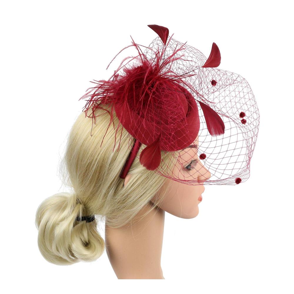 Baskenmützen & Barette Elegante Kentucky Derby Hüte mit Federn Stirnband und Clips für Damen - Perfekt für Tea Parties und besondere Anlässe