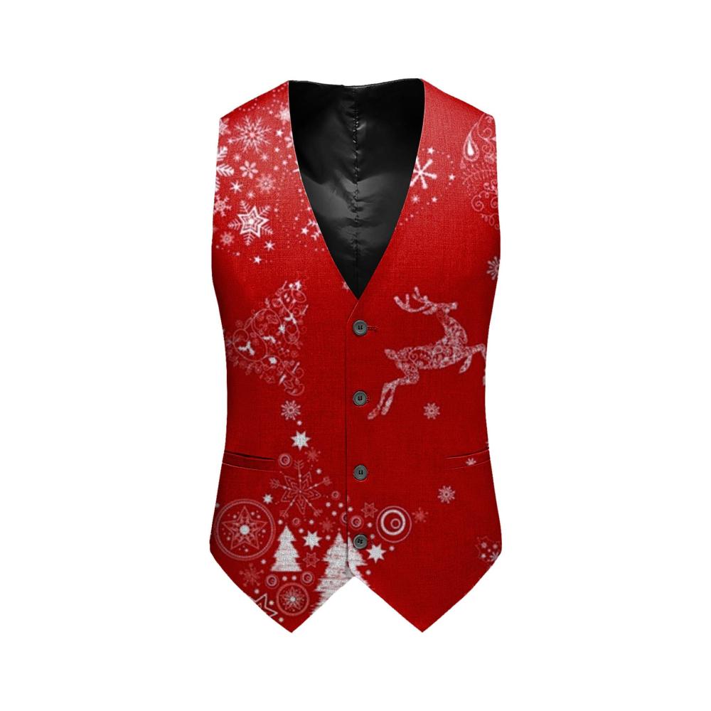Weihnachtsanzug Herren Slim Fit mit Weste - Festlicher Partyanzug & Sakko in Dunkelblau - Weihnachtskostüm & Mantel Outfit