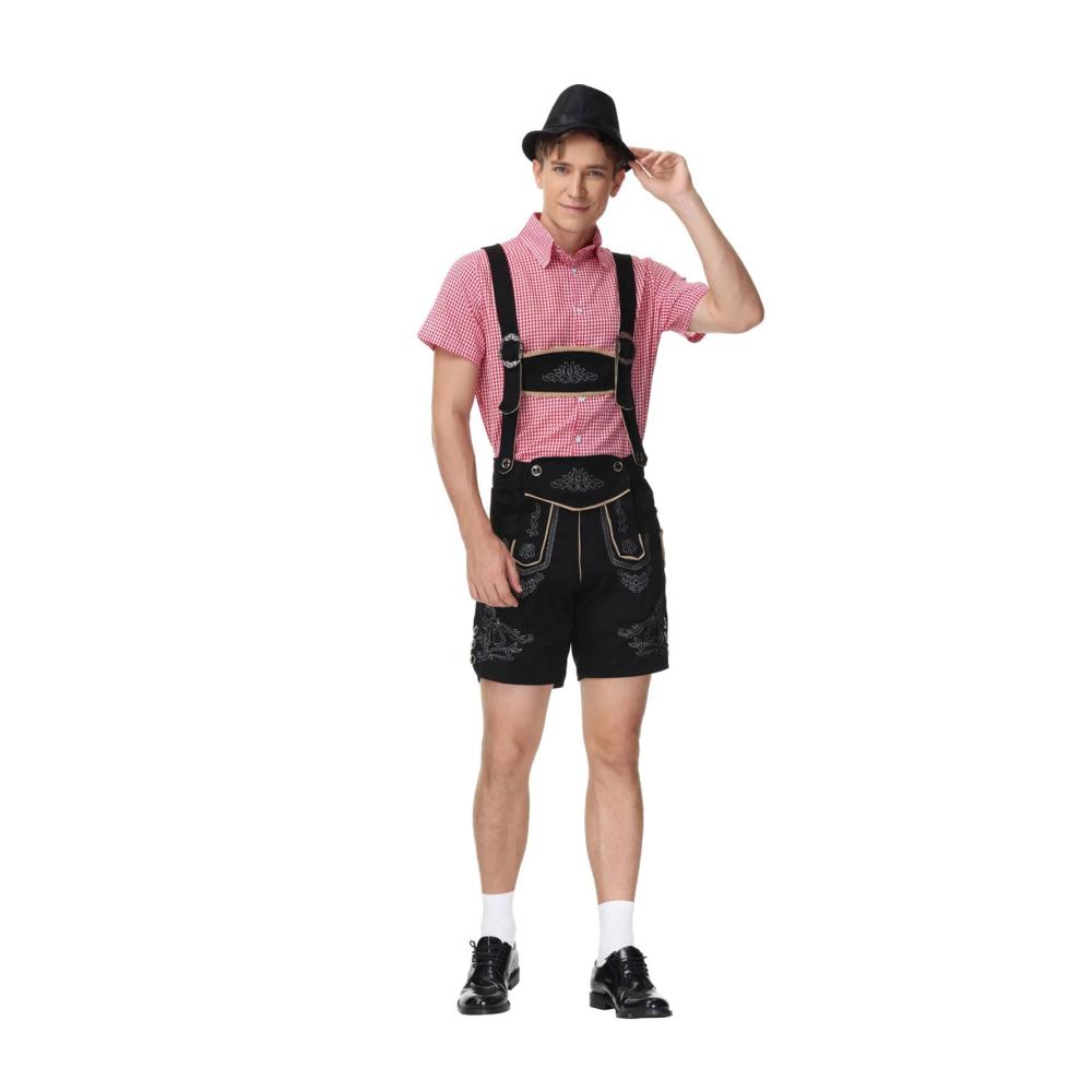 Oktoberfest Herrenshirt mit Tasche und Haken - Halloween Cosplay Bühnenkostüm Deutsches Oktoberfest Bier-Show-Kostüm für Herren