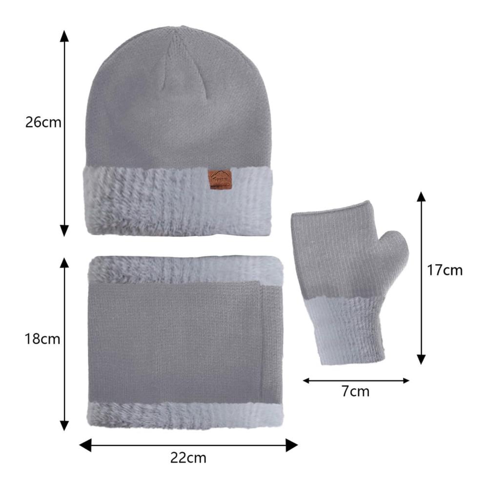 Winterliches Dreiteiliges Set Mütze Schal & Handschuhe aus warmer Wolle für Damen und Herren – Stilvolle Strickmütze mit Schirm für den Schnee-Look