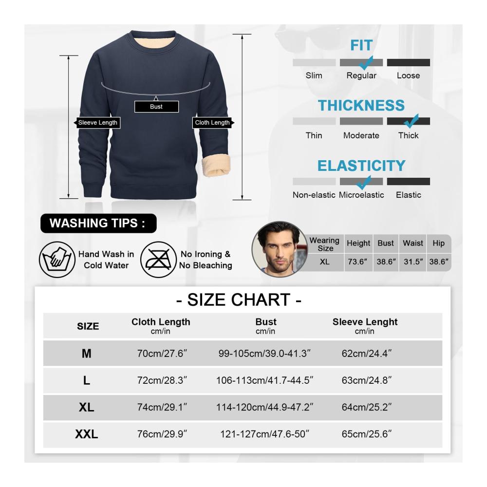 Herren Winter Fleece Pullover - Langarm Basic Sweater mit Rundhalsausschnitt für Warmth und Stil