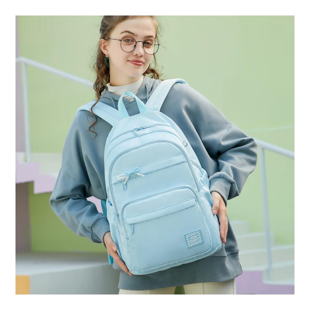 Angerat Kawaii Girls School Backpack - 18 Inch Multi-Pocketed Water-Resistant Rucksack with Laptop Compartment for Kids
