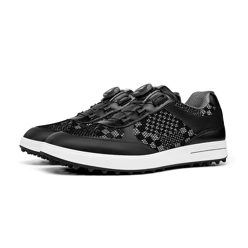 Golfschuhe für Männer - Atmungsaktive Mesh-Oberfläche Profi Anti-Skid Golf Sneakers in Großer Größe (Schwarz 275MM