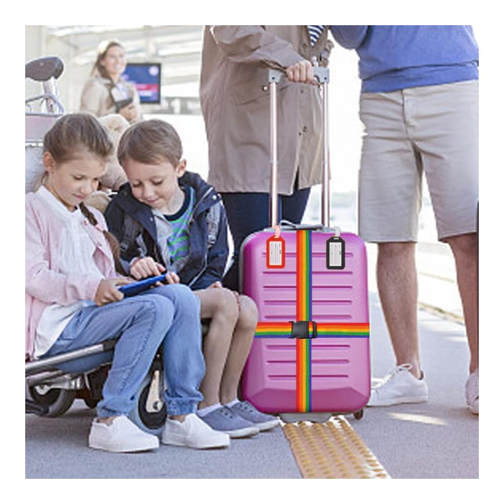 Gepäckgurte-Set 4 Verstellbare Koffergurte mit Schnalle und Anhängern für sicheres Reisen - Reiseverpackungszubehör für Gurte & Riemen