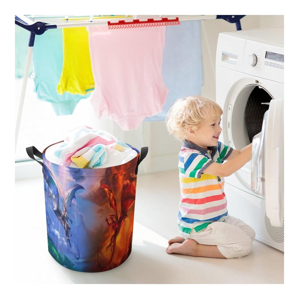 Drachenmuster Pullover & Strickjacken Wasserdichter Zusammenklappbarer Wäschekorb mit Griffen - Ideal für Kinderzimmer-Spielzeugaufbewahrung