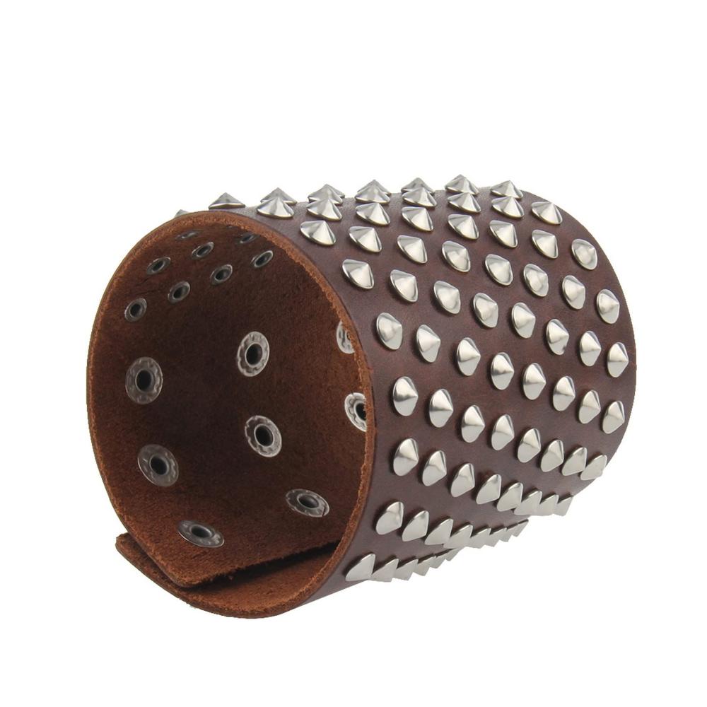 2er Set Wikinger-Lederarmbänder mit Nieten | Handgefertigte Mittelalterliche Ritter-Armschienen für Männer und Frauen