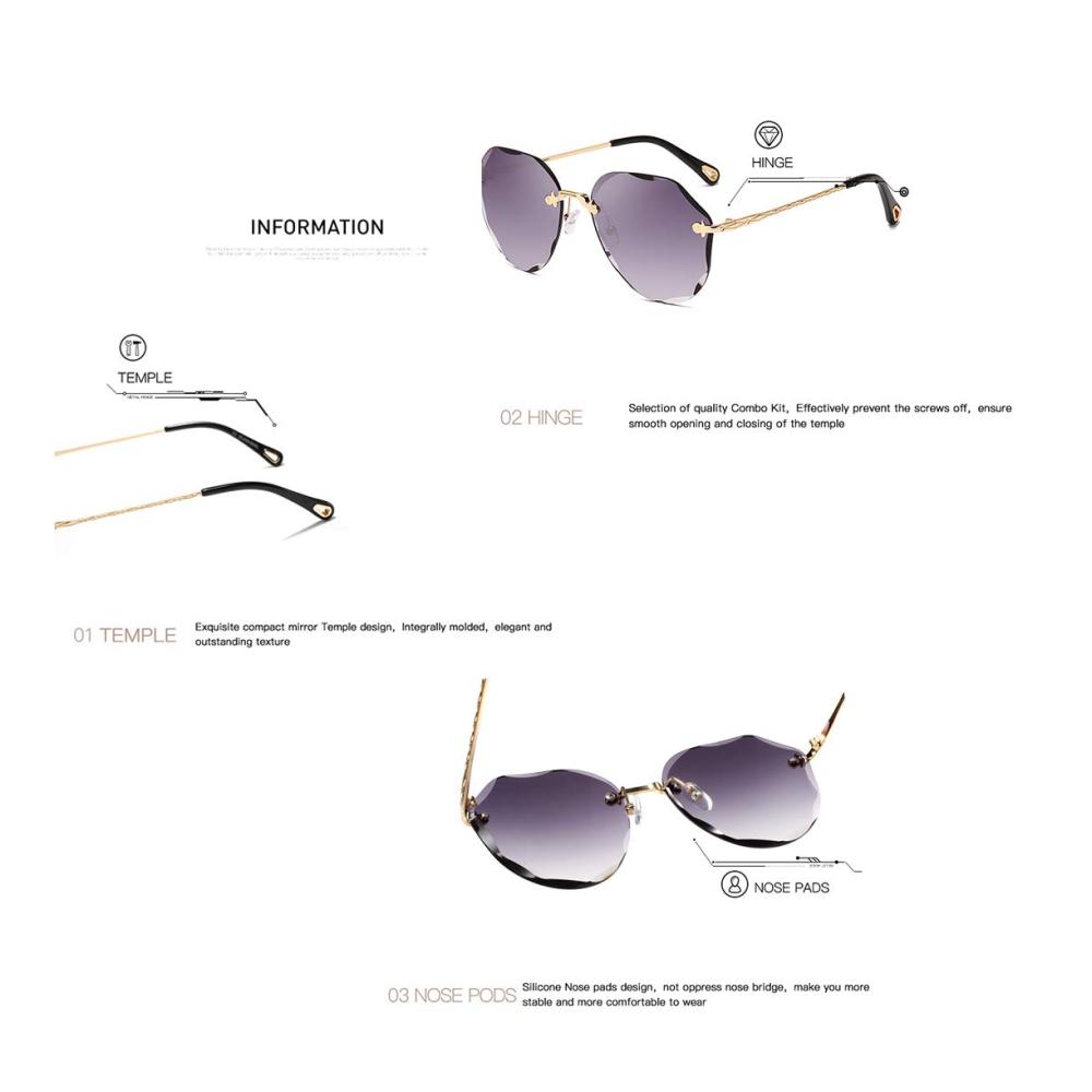 Diamant-Schneidrandlose Sonnenbrillen Stilvolle Damen-Accessoires für den Outdoor-Schutz (Modell K0637