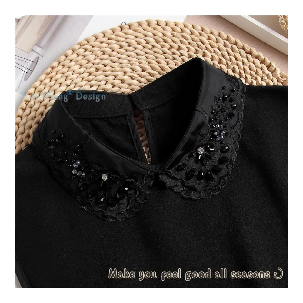 Blumenstickerei Fake Collar für Damen Abnehmbarer Halbblusenkragen aus eleganter Spitze