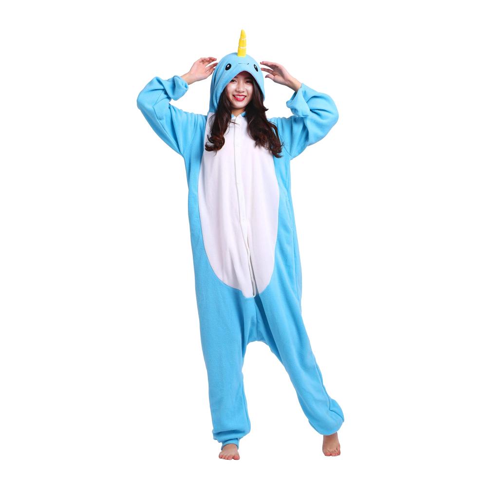 Tierischer Jumpsuit für Erwachsene - Kigurumi Narwal Kostüm für Fasching Halloween und Cosplay