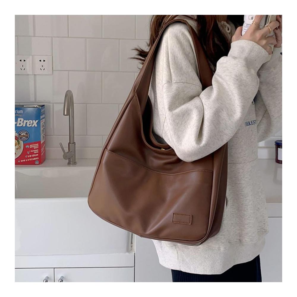 Damen Vintage Hobo Bag - Stilvolle PU Leder Umhängetasche mit Großer Kapazität für Herbst und Winter