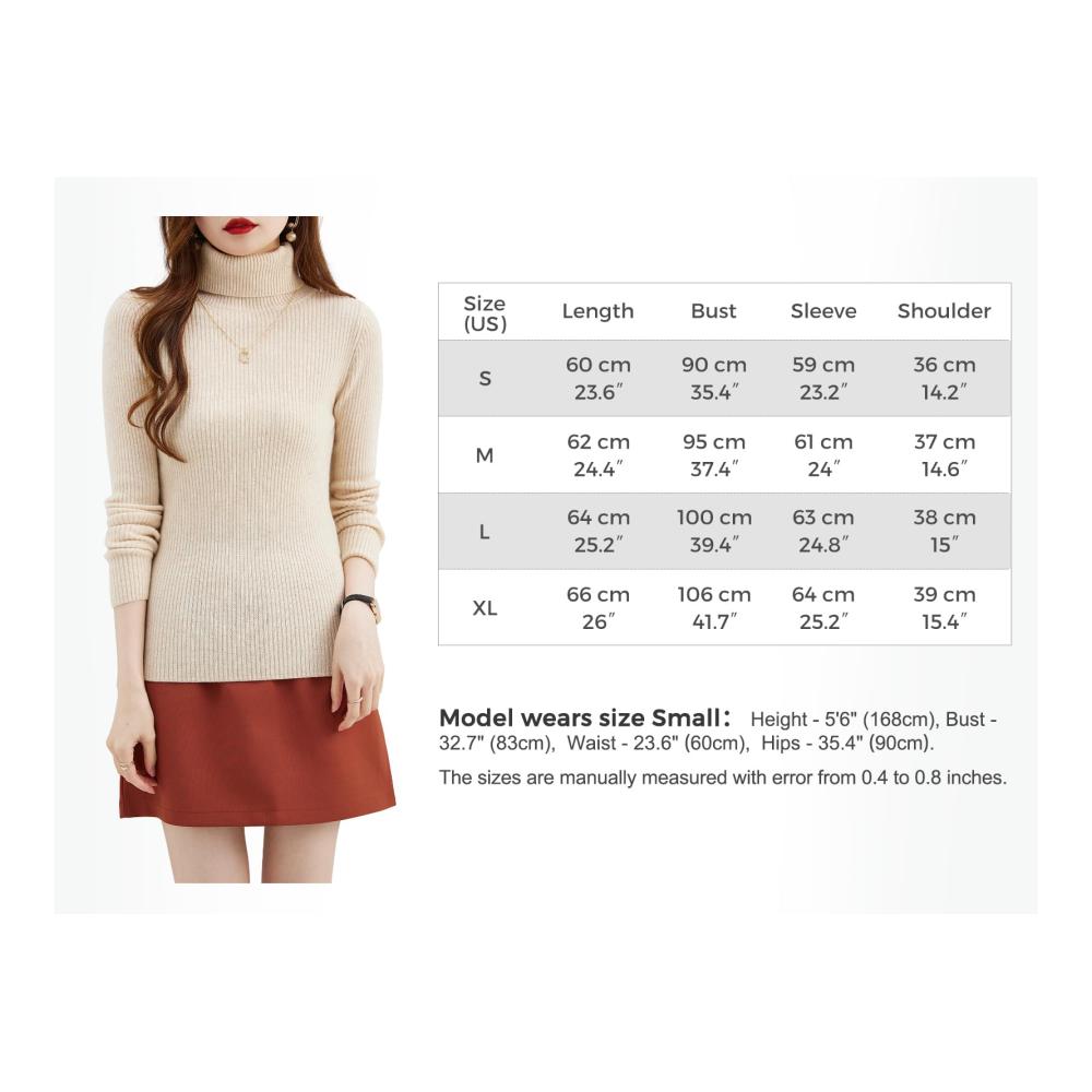 Damen Rundhalspullover LINY XIN - Hochwertiger Langarm Pullover aus 100% Merinowolle für den Frühling Leicht Weich Gestrickt