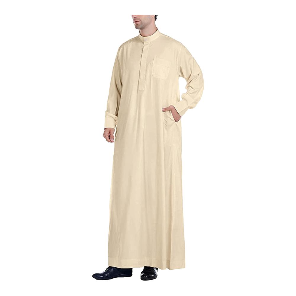 Herren Bademantel Kaftan Langarm Thobe mit Taschen - Universelle Passform