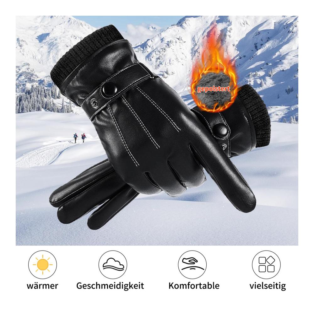 Warme Lederhandschuhe für Herren Motorrad- und Fahrhandschuhe mit Lammfellfutter -30-Grad-Tauglichkeit ideal für Jagd