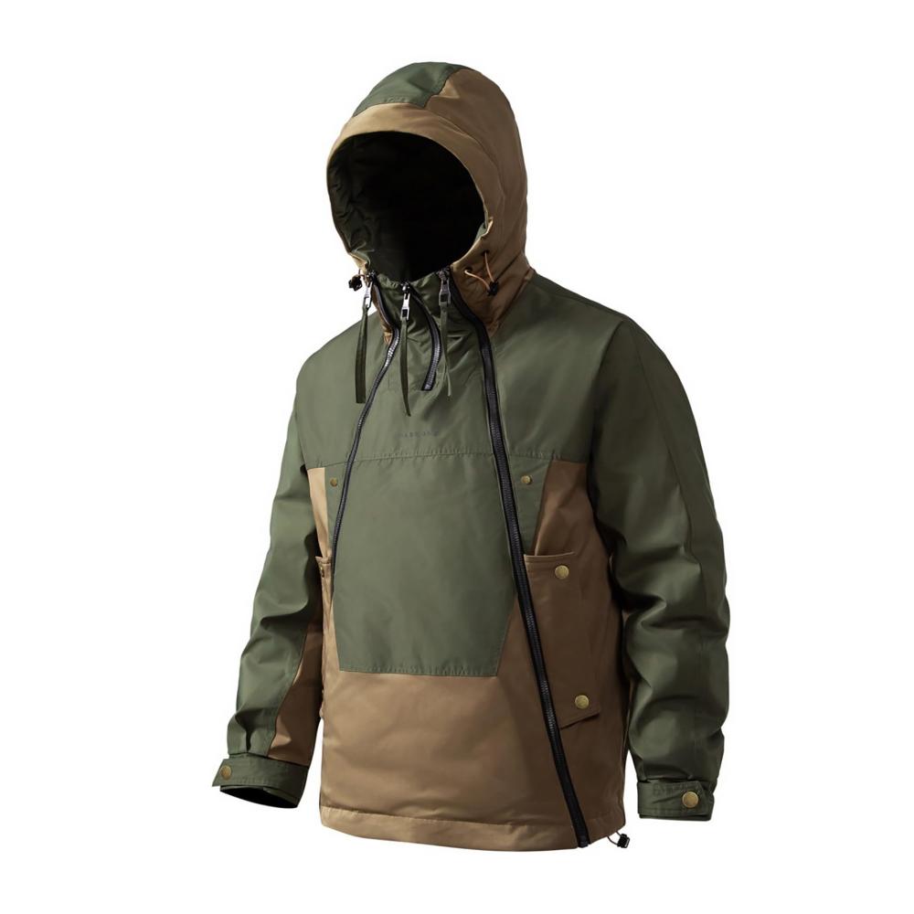 Herren-Pufferjacke mit Kapuze Doppelreißverschluss Taschen - Wintermantel Retro-Design Warm Verdickt Winddicht Isoliert