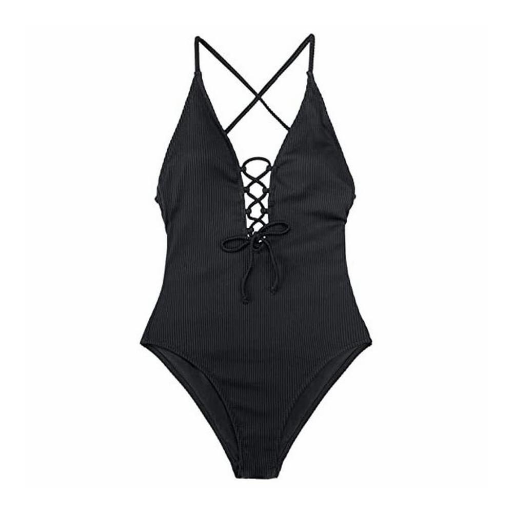 Eleganter Monokini Badeanzug für Damen mit Zierausschnitten und Raffung für eine schmeichelhafte Strandmode - High Neck Einteiler mit bauchweg-Effekt für mollige Frauen