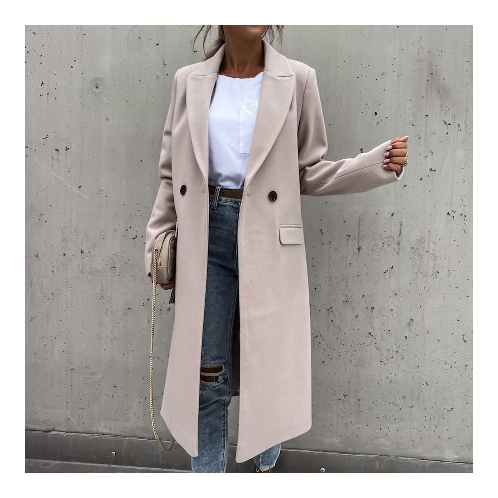 Eleganter Damen Blazer für Herbst und Winter - Langer Anzugkragen Knopfleiste und lange Ärmel - Ideal für das Büro