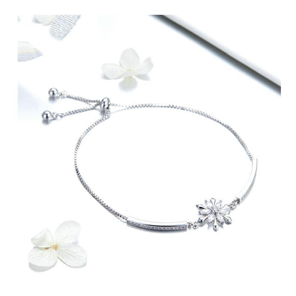 925 Sterling Silber Schneeflocke Armband - Klassischer Stil Verstellbar für Frauen - Hochzeit & Engagementsschmuck