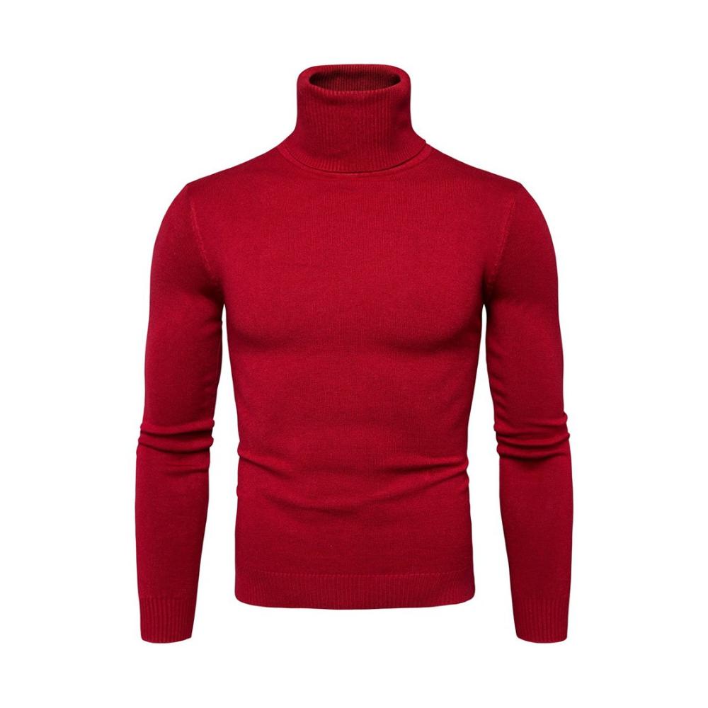 Herren Feinstrick Rollkragenpullover - Slim Fit Langarm Pullover mit Grobstrick Details