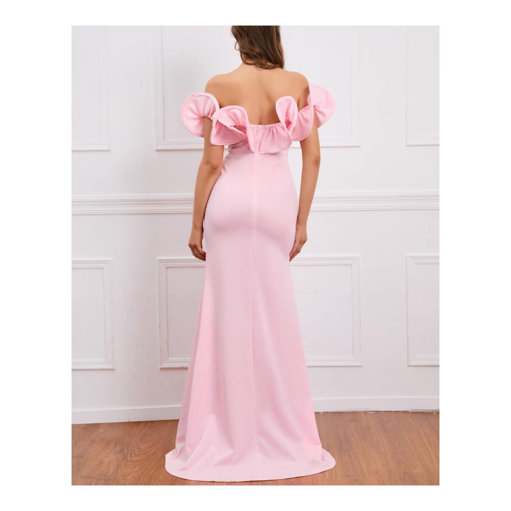 Bodenlanges asymmetrisches Abendkleid mit Ärmellosigkeit Damen Bodycon Maxikleid in Meerjungfrau-Stil und floralem Muster - Perfektes IWFEV Kleid für besondere Anlässe