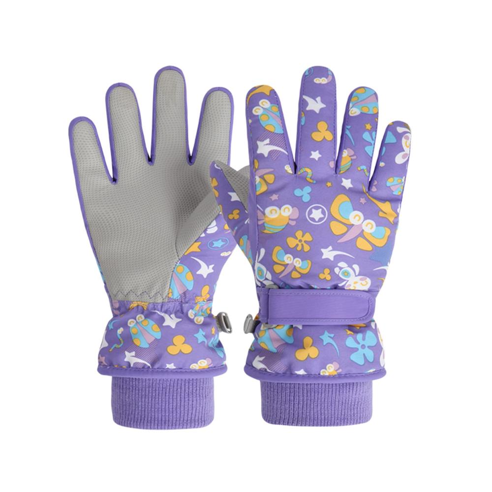 Wasserdichte Skihandschuhe für Kinder - Warme Strickmanschetten Kaschmir-Futter Verstellbare Größe mit Klettverschluss - Geeignet für Jungen und Mädchen von 4-13 Jahren