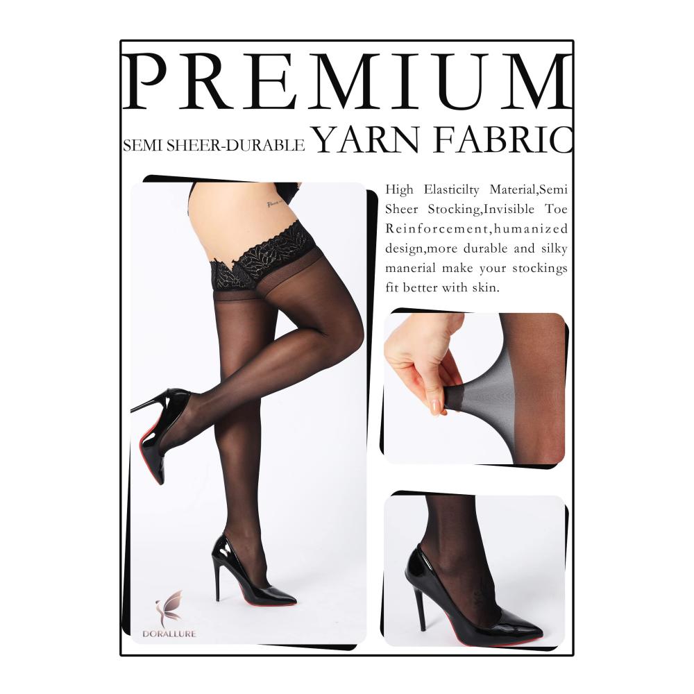Halterlose Strümpfe Damen Sexy 20 DEN Spitze Stay Up Nylonstrümpfe - Verführerische Eleganz für Beine mit stilvollem Halt