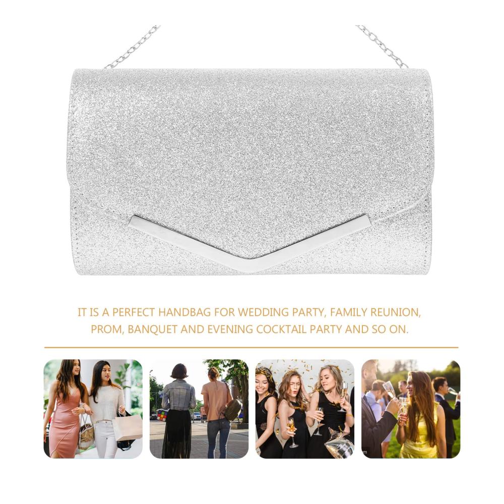 Elegante Schwarze Damen Clutch mit Kette für Hochzeit Party und mehr