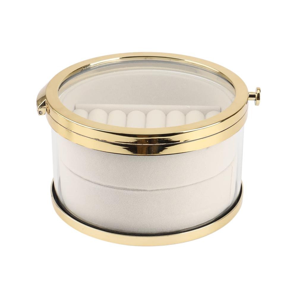 Doppellagige Goldene Schmuckkästen Aufbewahrungsbox mit Glas – Staubdicht für Ohrringe und Halskette