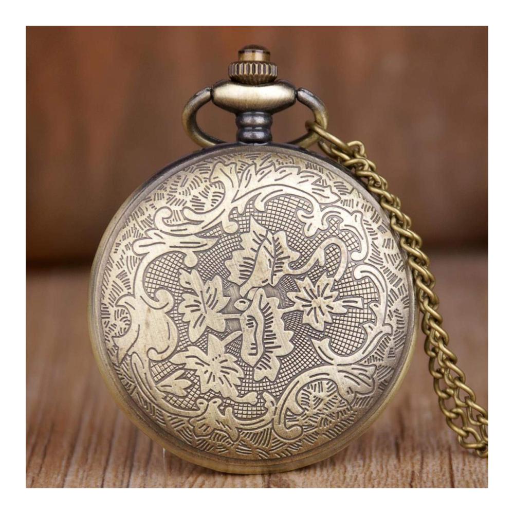 Bronze Vintage Motorrad Taschenuhr Halskette - Unisex Geschenk mit Quarzwerk