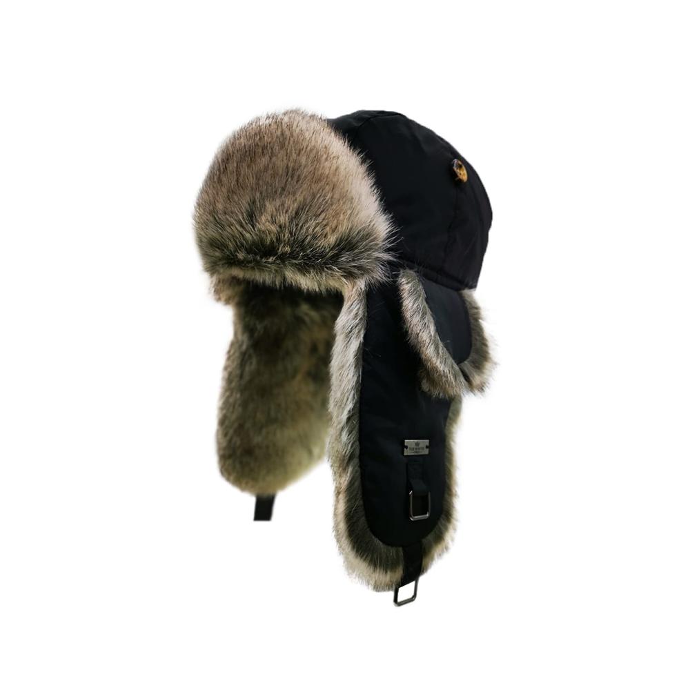 Russische Fliegermütze für Damen und Herren - Winter Uschanka Hut mit Kunstpelz Earflap und Bomber-Design