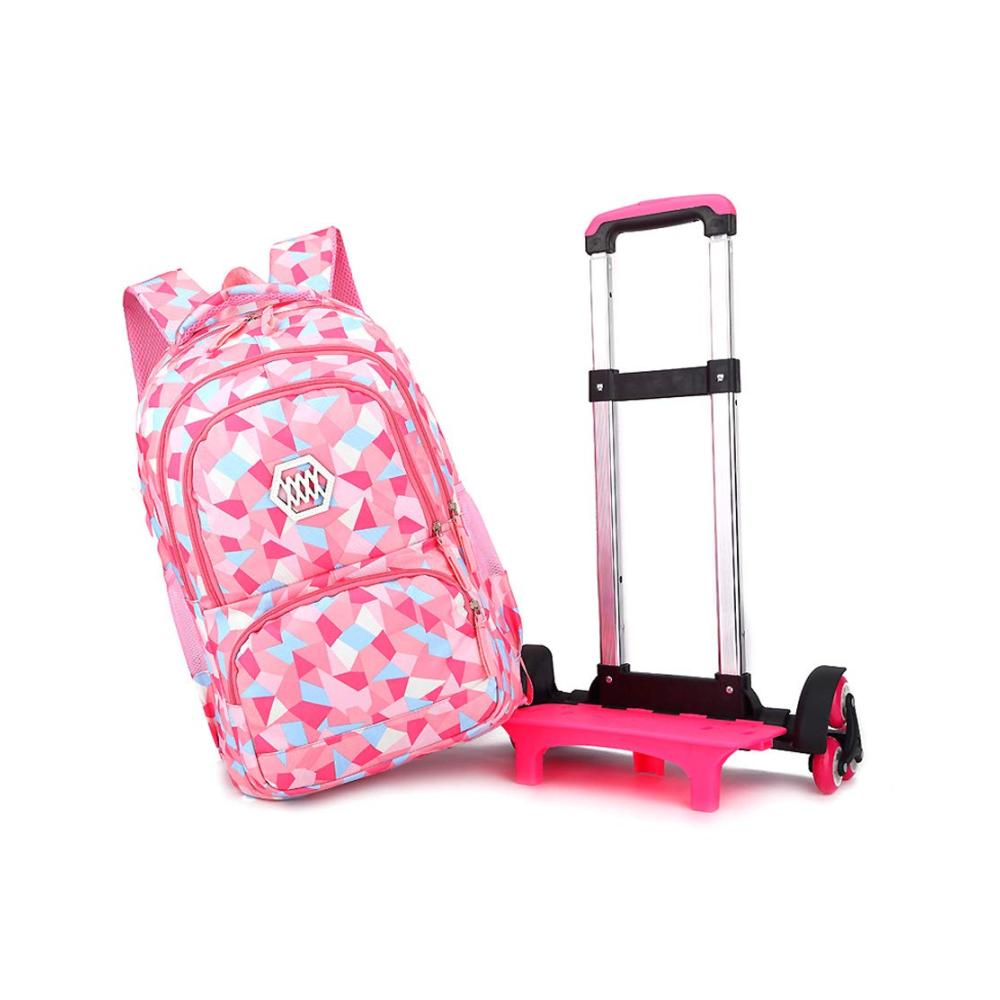Schulranzen mit Rollen für Mädchen - Rucksack für Kinder in der Grundschule und Hochschule