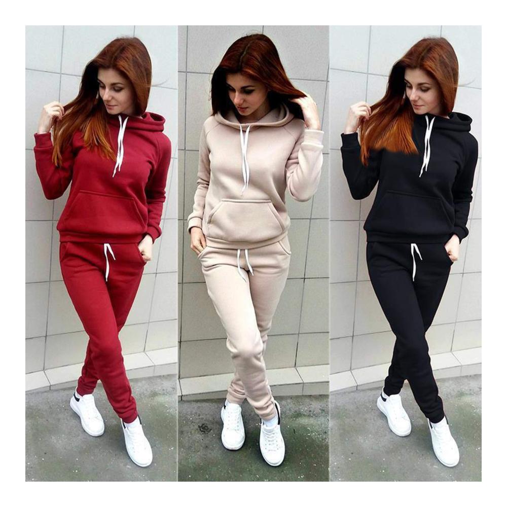 Damen Trainingsanzug Set für Herbst/Winter - Modischer Zweiteiler mit Langarm Sweatshirt Elegantem Design Outdoor Sport Große Größen Fitness Jogginganzug Gefüttert 2-teilige Lounge Outfits