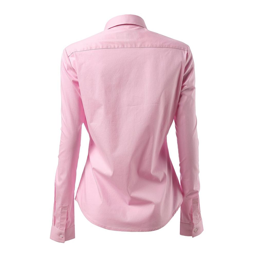 Blusen & Tuniken Damen Figurbetonte Hemdbluse mit Knöpfen Langarmshirt für Business – Rosa Größe 42/14