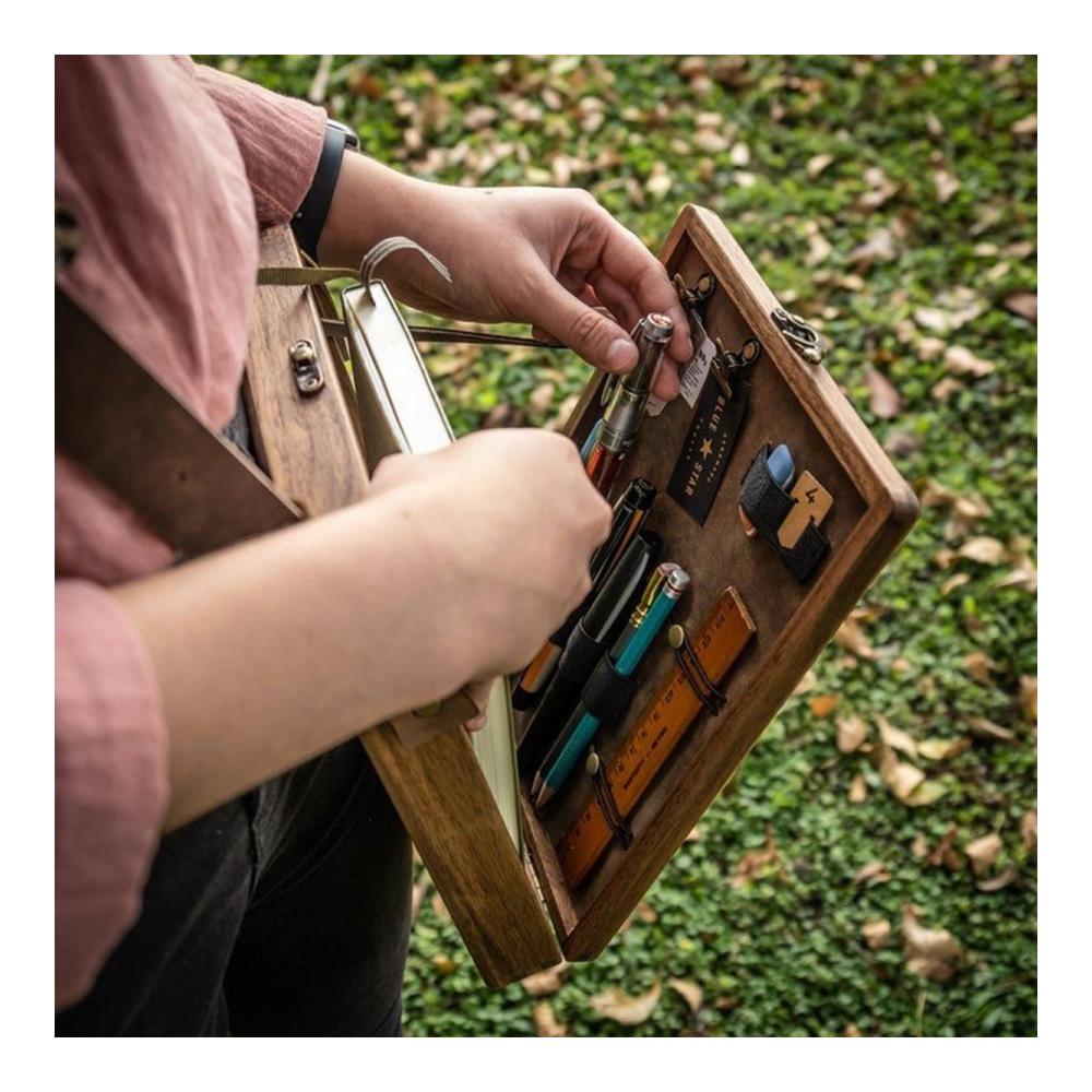 Retro A5 Messenger-Bag Trendige Outdoor-Aktentasche für Schriftsteller mit Holzkiste perfekt für Künstlerbedarf und Home Decor – Ideale Art Handtasche