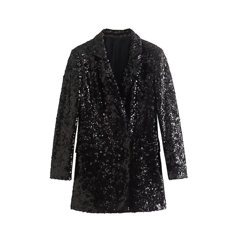 Damen Blazer mit Pailletten Moderner Smoking-Anzug für Business Party & Hochzeit