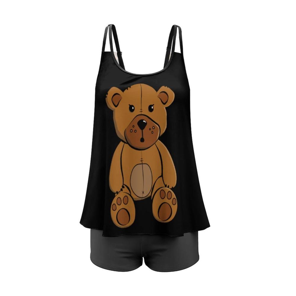 Damen Tankini Cartoon Bär Bikini für Schwimmen & Tauchen - Badeanzug Frauen für Strandspaß
