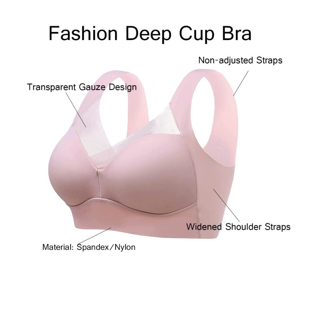 Klassische BHs Damenmode mit Wmbra-Lage und Haltungskorrektur - Übergröße Deep Cup Push-up Wireless-BH
